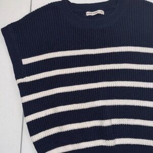 moon & madison Navy and White Striped Tee